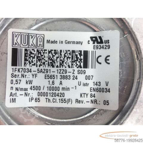 KUKA Motor KUKA Motordeckel für 1FK7034-5AZ91-1ZZ9-Z S09 Servom. SN: YF E5651 3883 24 007
