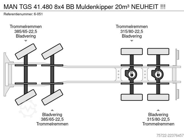 Kiper kamion MAN TGS 41.480 8x4 BB Muldenkipper 20m³ NEUHEIT !!!