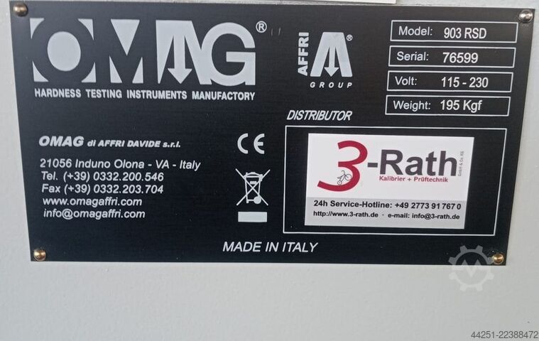 Tafelmodel hardheidsmeter OMAG / AFFRI Group 903 RSD
