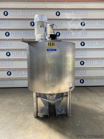 1.000 Litre paslanmaz çelik dikey ceketsiz karıştırma tankı. NETZSCH 1000 Litre