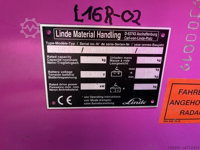Poikittainen istuimen pinoamislaite Linde L16RDG