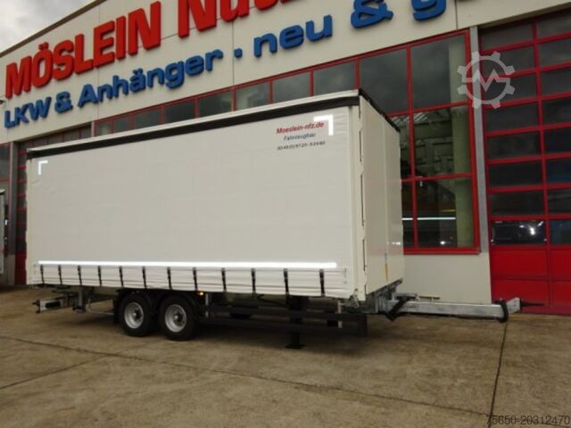 Open trailer with tarp Möslein TPW 105 D Schwebheim  Tandem- Planenanhänger Durchladen