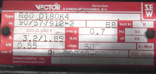 Geared motor 0.55 kW 50 rpm SEW Eurodrive R60DT80K4