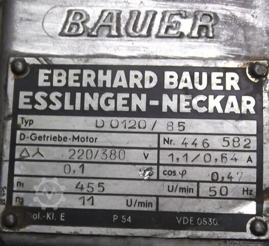 Gear motor 0.1 kW 11 rpm Bauer DO120/85