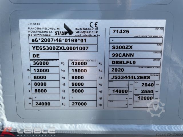 वॉकिंग फ्लोर सेमीट्रेलर STAS S300ZX* 91m³ Schubboden *1+3 Liftachse