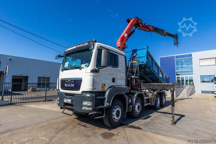 Volquete con grúa MAN TGS 35.360 BB+ BIBENNE+HMF 18T/m+2EXT