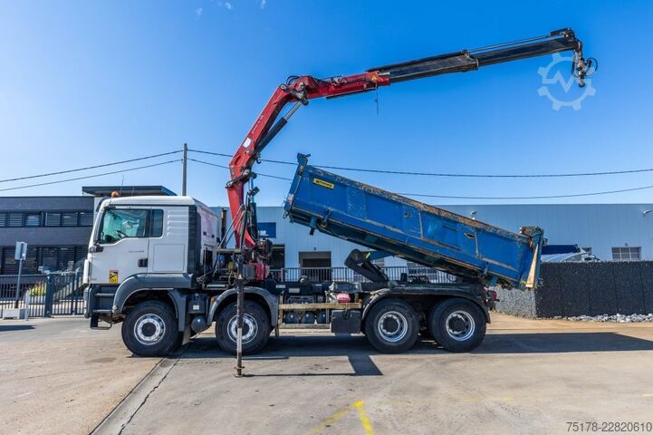 Volquete con grúa MAN TGS 35.360 BB+ BIBENNE+HMF 18T/m+2EXT