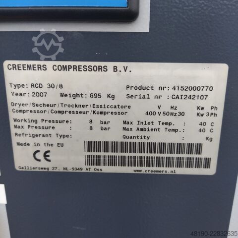 Skruekompressor Creemers RCD30/8