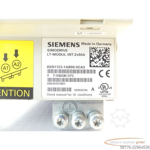 요소 Siemens 6SN1123-1AB00-0CA3 SN: T-V92081070 generalüberh. + 3 Mon. Gewhährl.