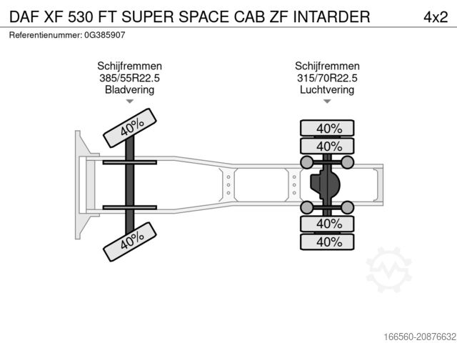 Tracteur standard DAF XF 530 FT SUPER SPACE CAB ZF INTARDER