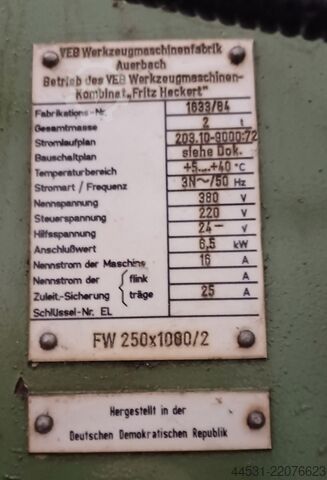Fresadora universal horizontal Auerbach FW 250 x 1000 / 2