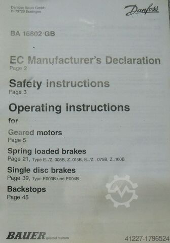 ギヤードモーター 1.1 kW 54 rpm BAUER BG40-37