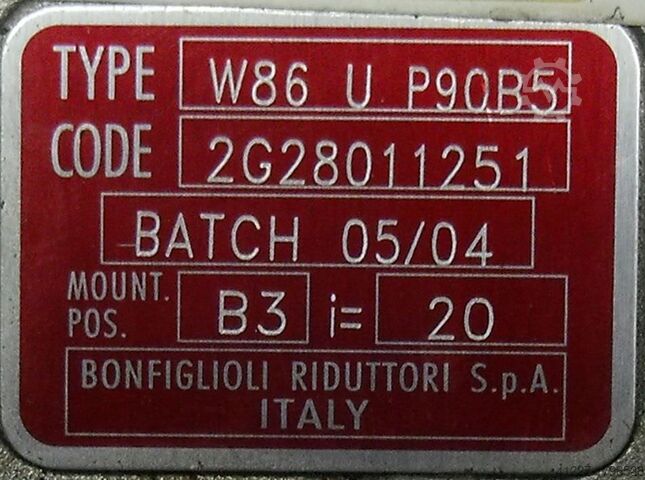 Kutia e shpejtësisë 1:20 Bonfiglioli W86UP90B5