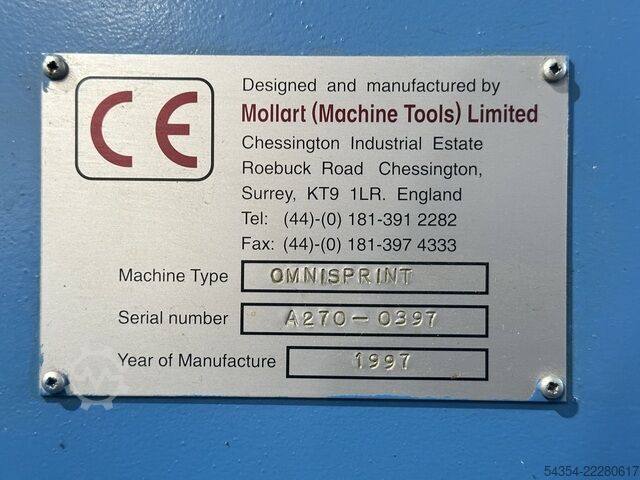 Omnisprint Gun Drilling Machine (1997) Mollart 3 Axis Knee Type