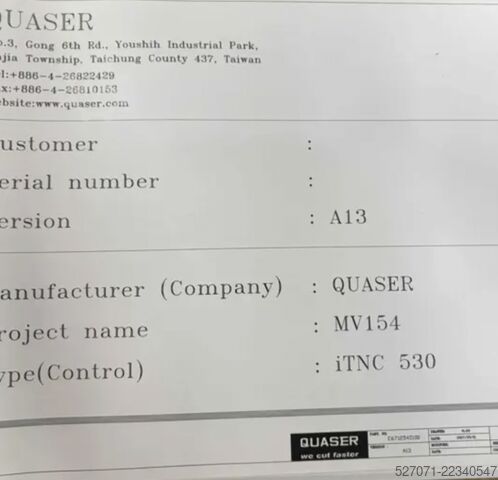 3 Eksenli VMC Quaser MV-154PL QUASER MV-154PL
