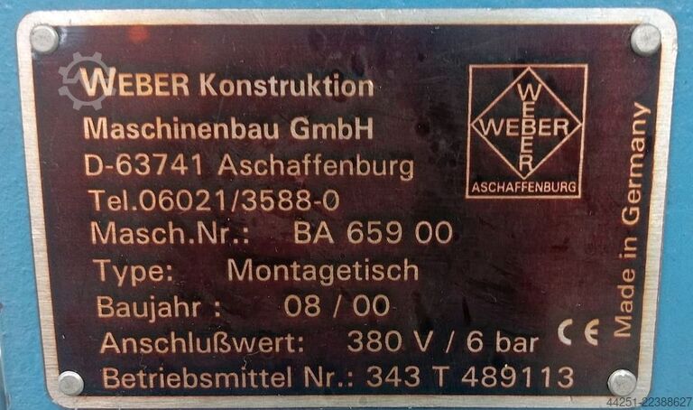 Montagetafel verbindingsstation WEBER Konstruktion Maschinenbau GmbH Montagetisch