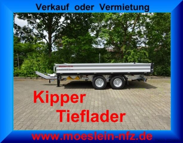 Remolque volquete Möslein TTD11 weiß  neuer Tandem 3- Seitenkipper Tieflader-- Neufahrzeug --