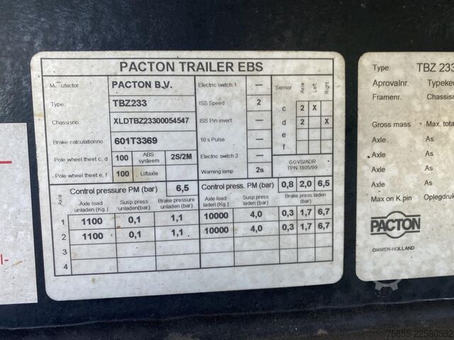 Transport në frigorifer/ngrirë Pacton TBZ 233 2-Axle Fridge / Carrier Vector 1800 / L...