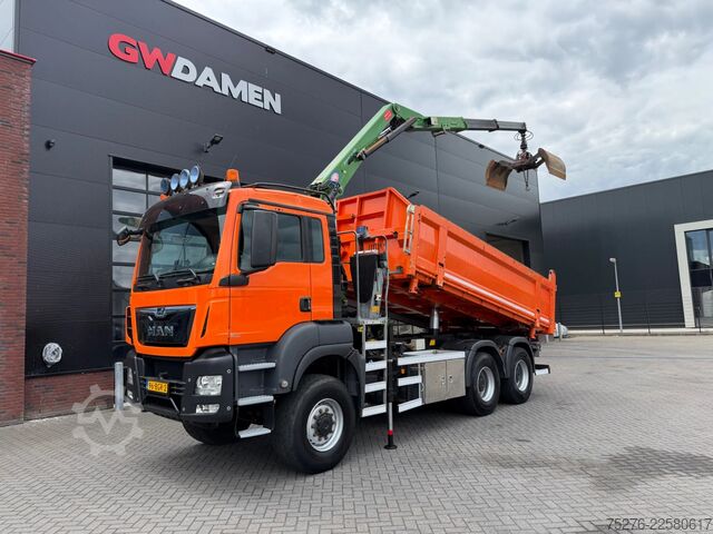 รถดัมพ์พร้อมเครน MAN TGS 26.400 6x6 Kipper / Z kraan  Euro 6