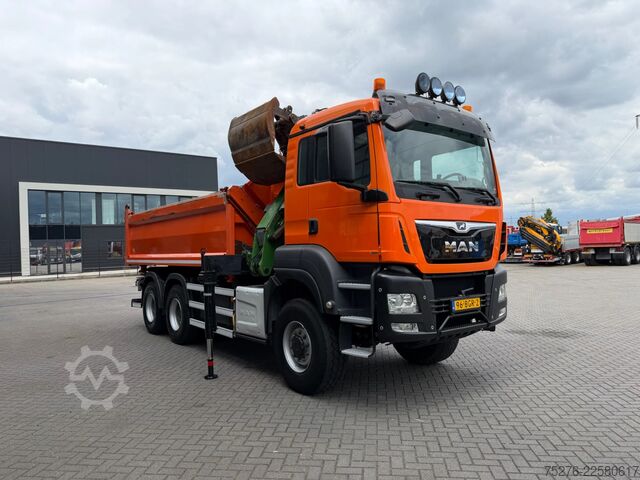 รถดัมพ์พร้อมเครน MAN TGS 26.400 6x6 Kipper / Z kraan  Euro 6