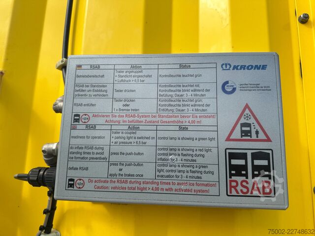 Posuvné plachty Krone RSAB-system (anti-snow) / discbrakes / liftaxle...