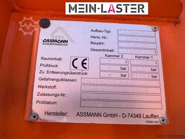 Vakuumtankbil MAN FE 410 Assmann Saug HD Spüler Recycling +  FB.