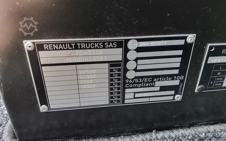 Maleta Renault T SLEEPERCAB - BD-539-X - 20 TON - VANGMUIL - E...