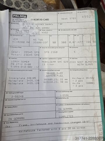 Mėsos perdirbimo mašina Palmiarnia 412 412