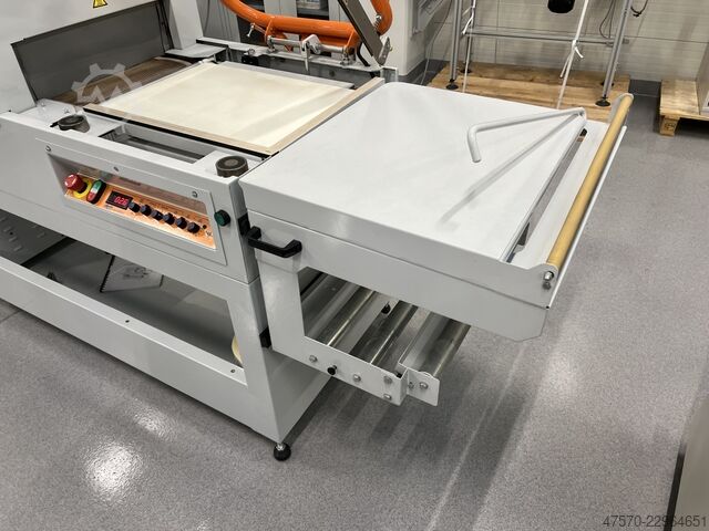 Foliewikkelmachine DEM GP4520 APM Angle Sealer with Shrink Tunnel