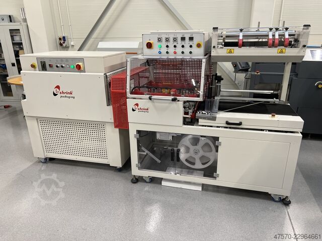 Foliewikkelmachine E Shrink Packaging LB-728 + LB-201 Angle Sealer with Shrink Tunnel