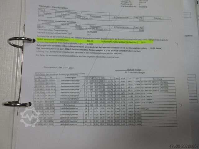 起重机梁、行车、厂房起重机,轨距 12946 毫米 ABUS Hallenkran Brückenkran Kran ELV 5t NL 5000Kg Portalkran Kran 12946mm 140Std