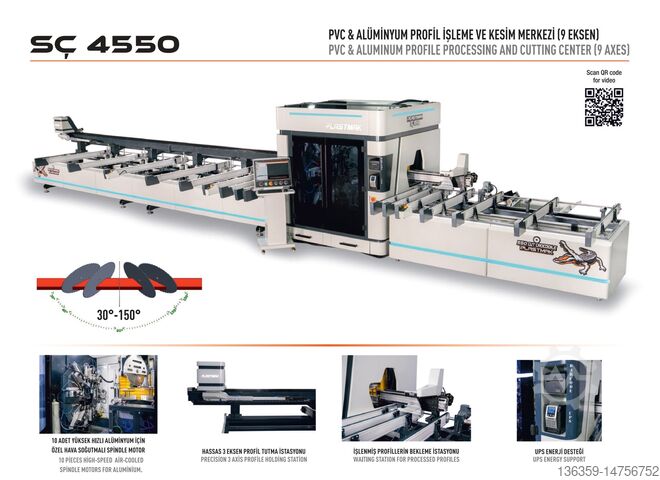 çift gönye testere PLASTMAK PVC ALÜMİNUM İŞLEME MAKİNELERİ SÇ 4550 PROFILE CUTTING AND PROCESSING