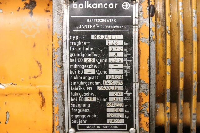 Polipasto de cadena con carro, 125 kg Balkancar MB0910