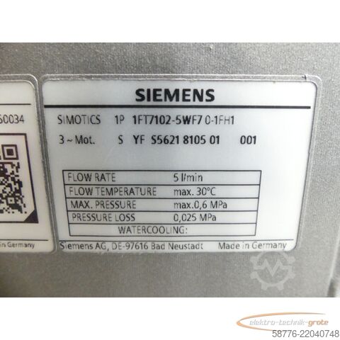 Unidad de control Siemens 1FT7102-5WF70-1FH1 Motor SN:YFS5621810501001 NEUWERTIG!!!