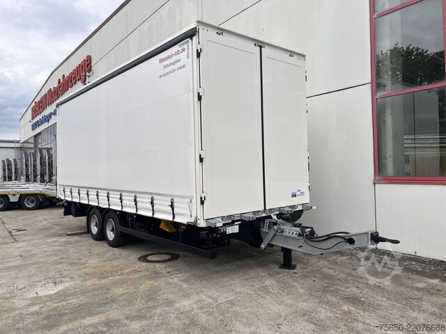 Trailer terbuka dengan terpal Möslein TPS 105 D-L  Planenanhänger, Ladebordwand + Durchladbar neuwertig