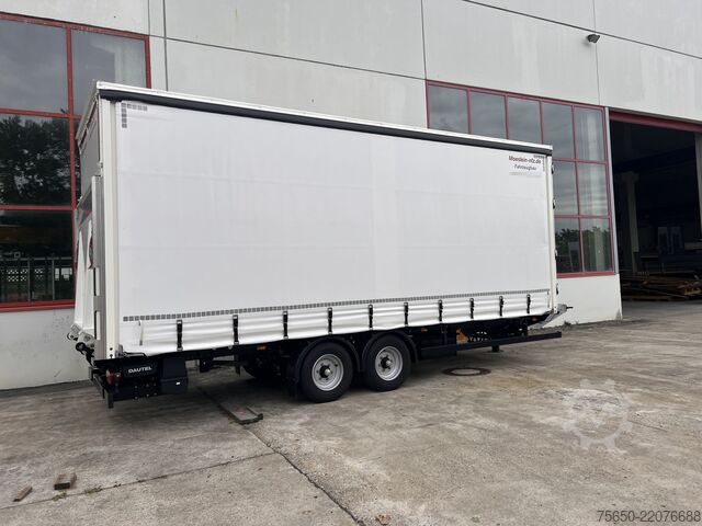 Trailer terbuka dengan terpal Möslein TPS 105 D-L  Planenanhänger, Ladebordwand + Durchladbar neuwertig