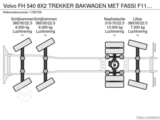 起重卡车 Volvo FH 540 8X2 TREKKER BAKWAGEN MET FASSI F1150RA.2...