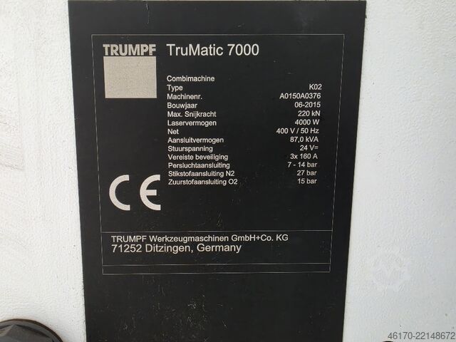 Punzonadora láser Trumpf TruMatic 7000-1300