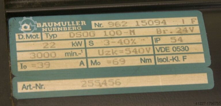 Üç fazlı senkron motor Baumüller SEW DSOG 100-M