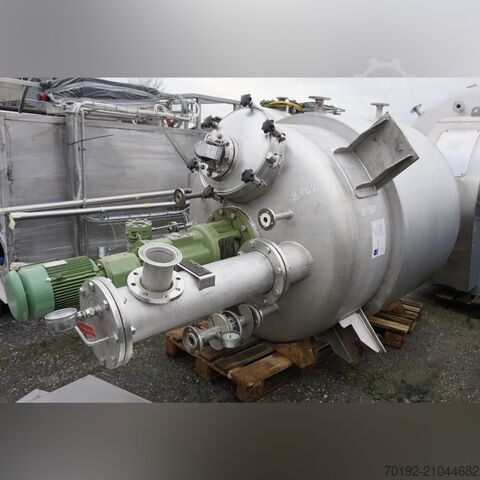 Reator a vácuo suspenso de 2410 litros, aquecível/resfriável, em V4A com agitador de viga. Roscher Apparatebau K0197