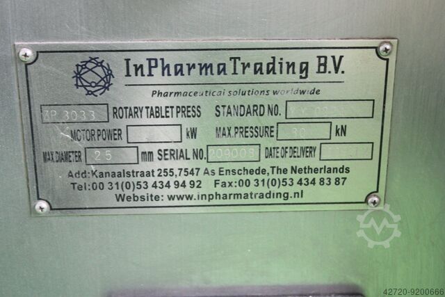 Ротационный таблеточный пресс In Pharma Trade B.V. ZP 3033 Doppelpresse