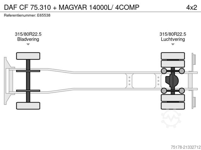 شاحنة صهريج DAF CF 75.310 + MAGYAR 14000L/ 4COMP