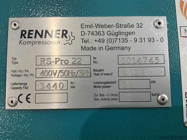 Screw air compressor Renner RS-Pro22