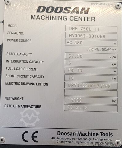 Apdirbimo centras DOOSAN DNM 750 L