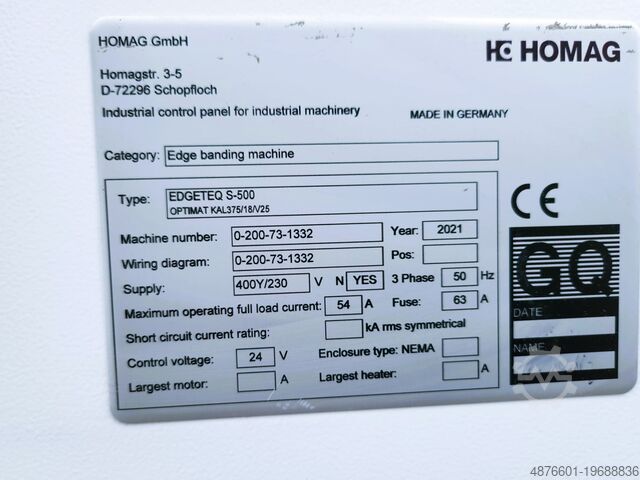 Stroj za robno lepljenje HOMAG EDGETEQ S-500 OPTIMAT KAL375/18/V25