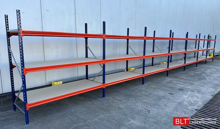 Regał magazynowy o szerokim rozstawie ca. 28,55 lfm. Weitspannregale H: 200 cm T: 80 cm , 400 kg Fachlast , 3 Ebenen
