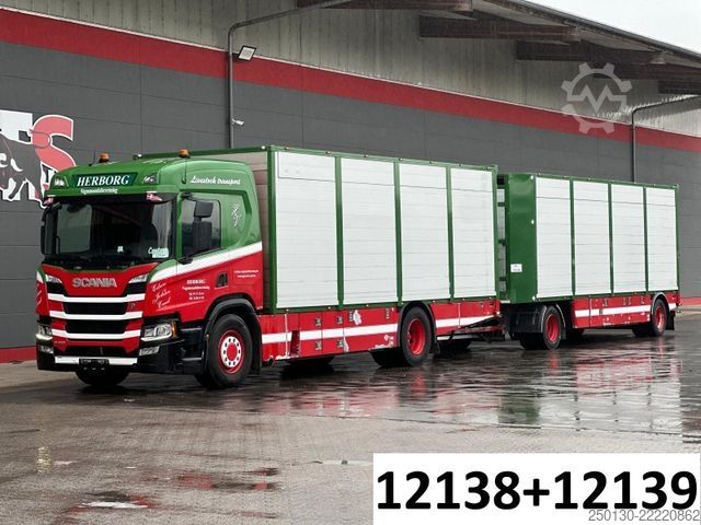 Camion pour bétail SCANIA P410 4x2LL HFR 1.Stock Viehzug/NAVI/KLIMA/ALU