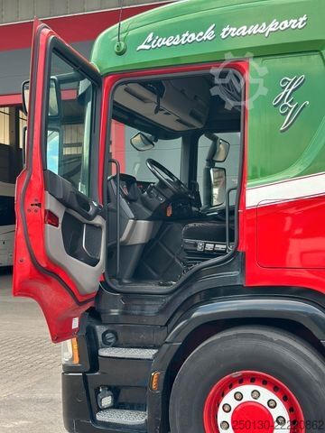Camion pour bétail SCANIA P410 4x2LL HFR 1.Stock Viehzug/NAVI/KLIMA/ALU
