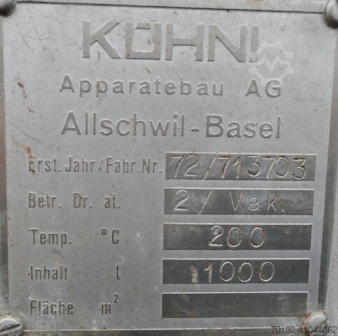 Tlačna posuda od 1000 litara izrađena od V4A nehrđajućeg čelika Kühni AG B0118