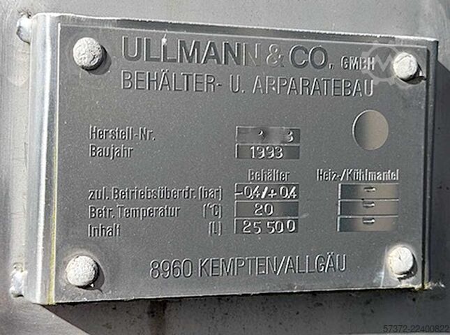Rohmilch Lagertank Ullmann 25000l/14000l
